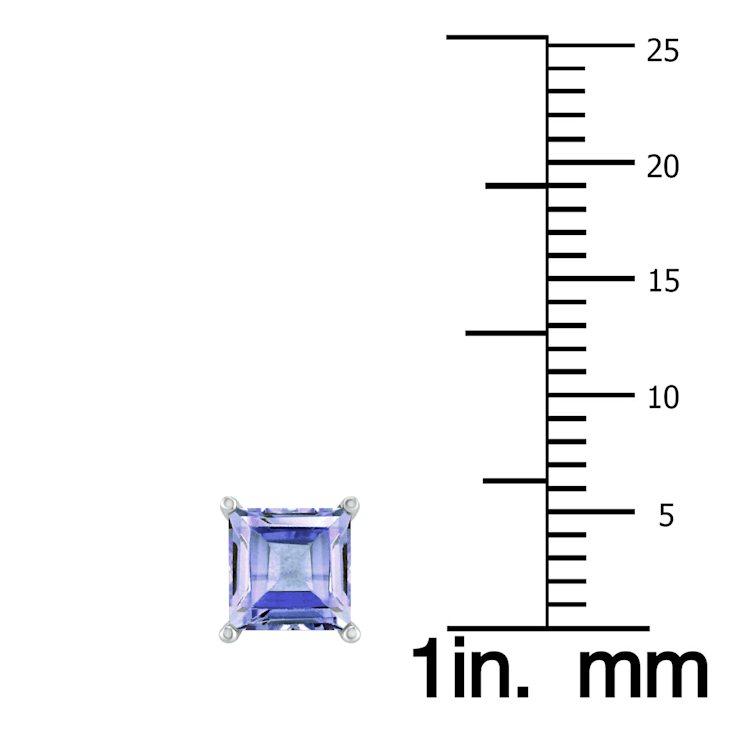 14K White Gold 5MM Square Tanzanite Earrings