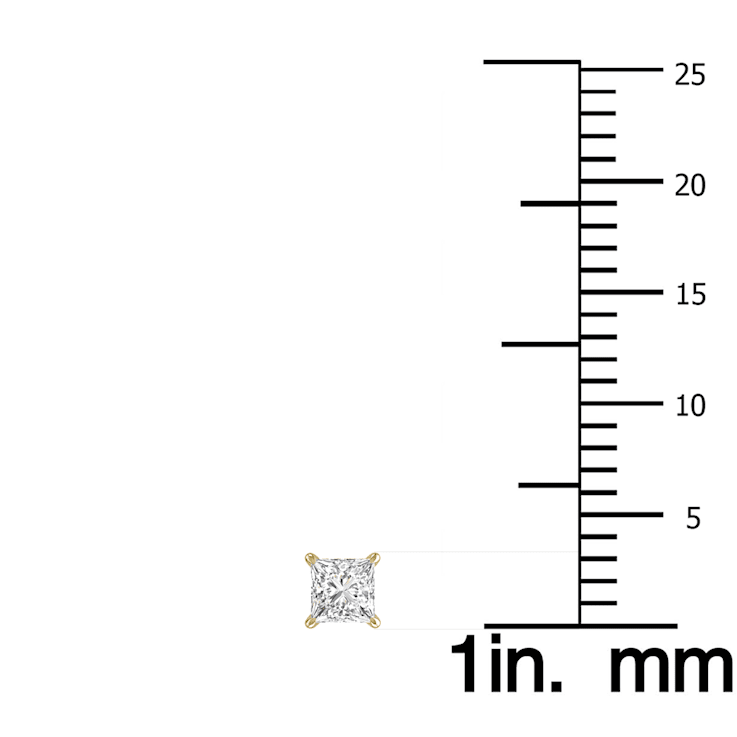 Lab Grown 1/2 Carat Princess Cut Solitaire Diamond Earrings in 14K
Yellow Gold