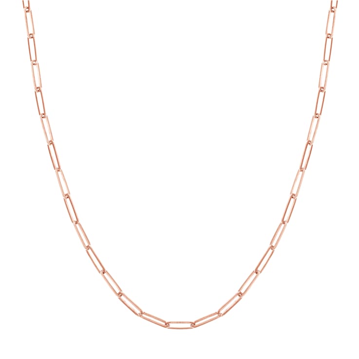 14K Solid Rose Gold 3.95mm Paperclip Necklace - 20 inch