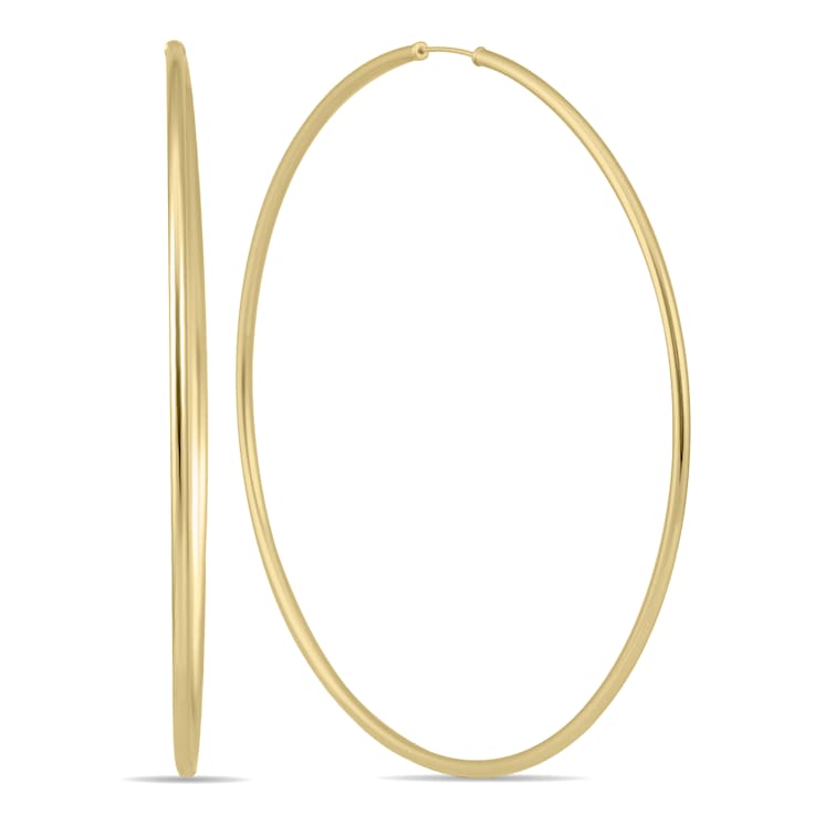 70MM Endless Hoop Earrings 14k Gold.