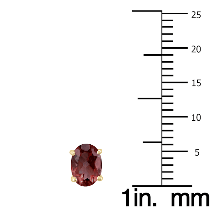 14K Yellow Gold 7x5MM Oval Garnet Earrings