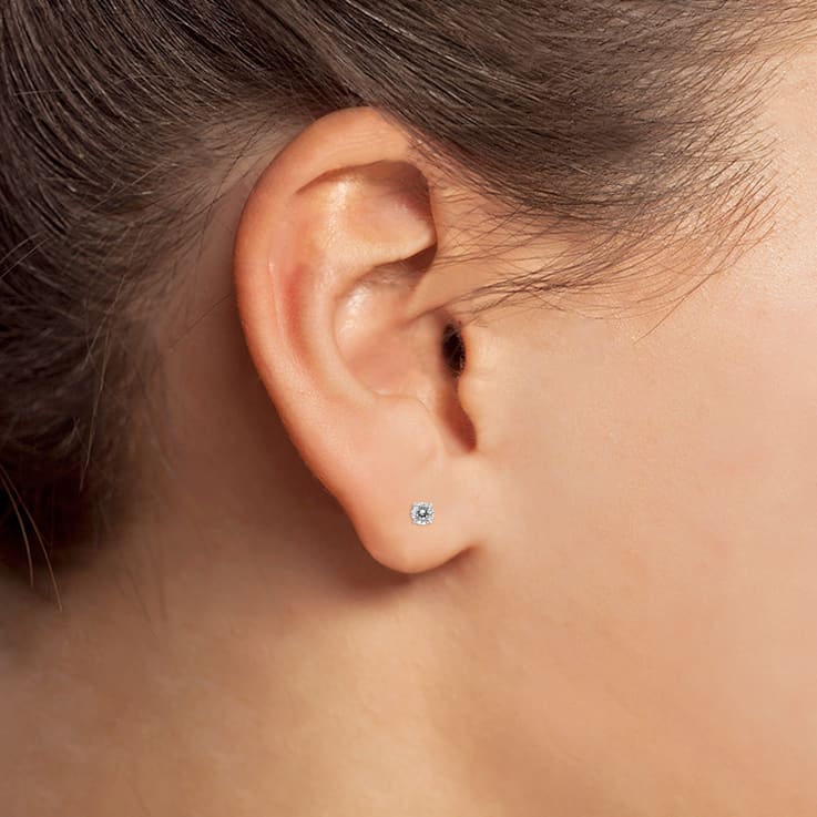 Carat TW Round Diamond Solitaire Stud Earrings in 14K White Gold