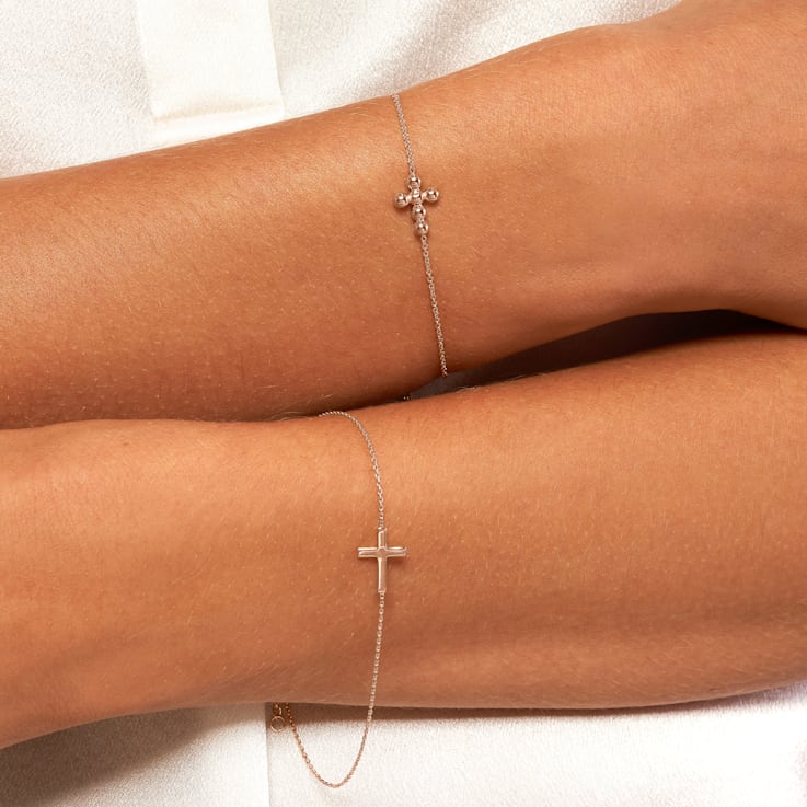 Rose gold cross bracelet top
