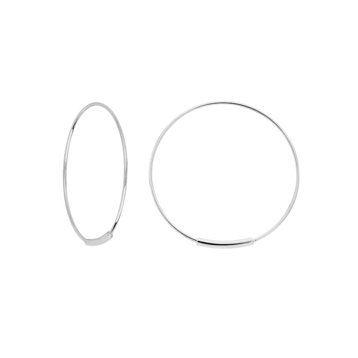 14K Solid White Gold 1 Inch Endless Hoop Earrings