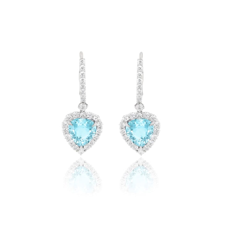Diana M. Fine Jewelry 18K White Gold Aquamarine and Diamond Earrings 10