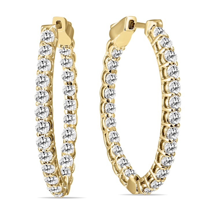 Oval diamond hoop earrings hot sale