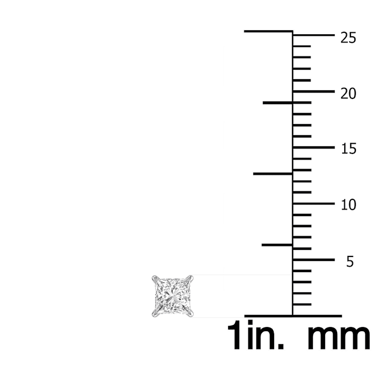 Lab Grown 3/4 Carat Princess Cut Solitaire Diamond Earrings in 14K White Gold