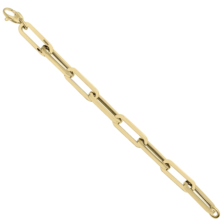 14K Yellow Gold Chunky Paperclip Bracelet With a Lobster Clasp