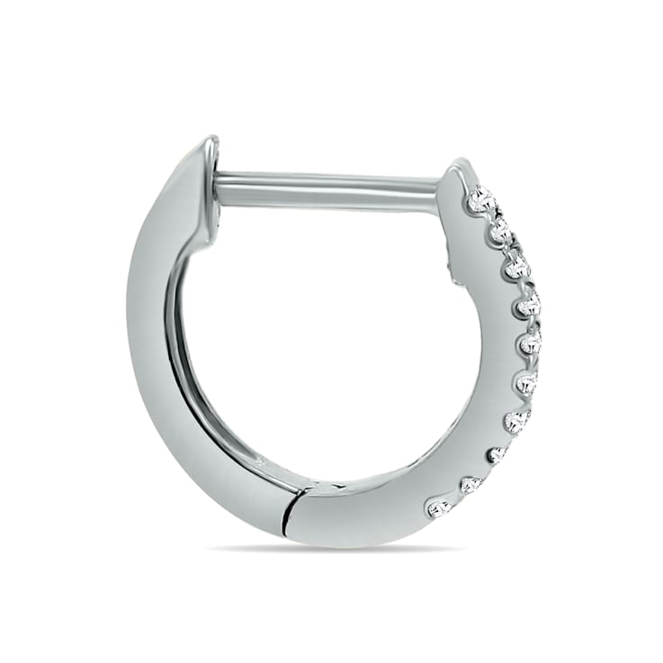 1/10 Carat TW Small Diamond Huggie Hoop Earrings in 10K White Gold