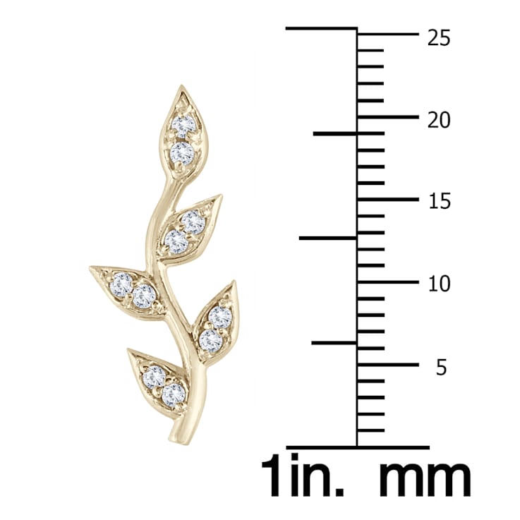 1/5 CTW Genuine Diamond Vine and Leaf Earrings in 14K Yellow Gold