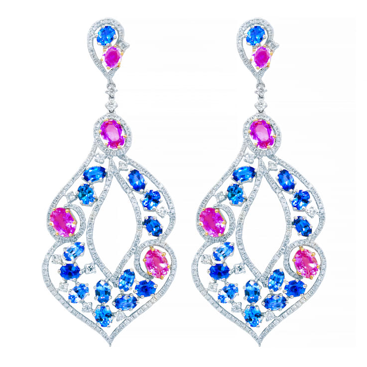 Diana M. Fine Jewelry 18K White Gold Sapphire and Diamond Earrings 1401PA