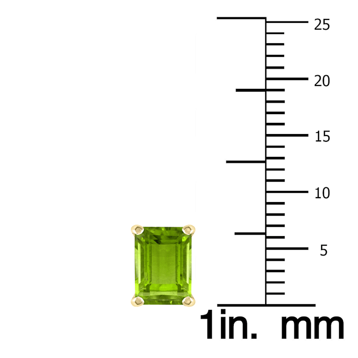 14K Yellow Gold 7x5MM Emerald Shaped Peridot Earrings