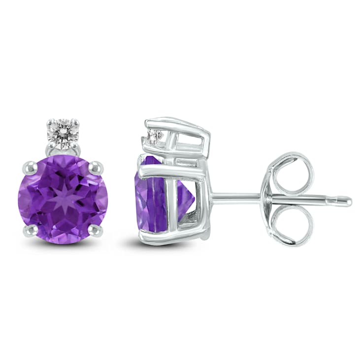 Amethyst and diamond earrings in 14k white gold online