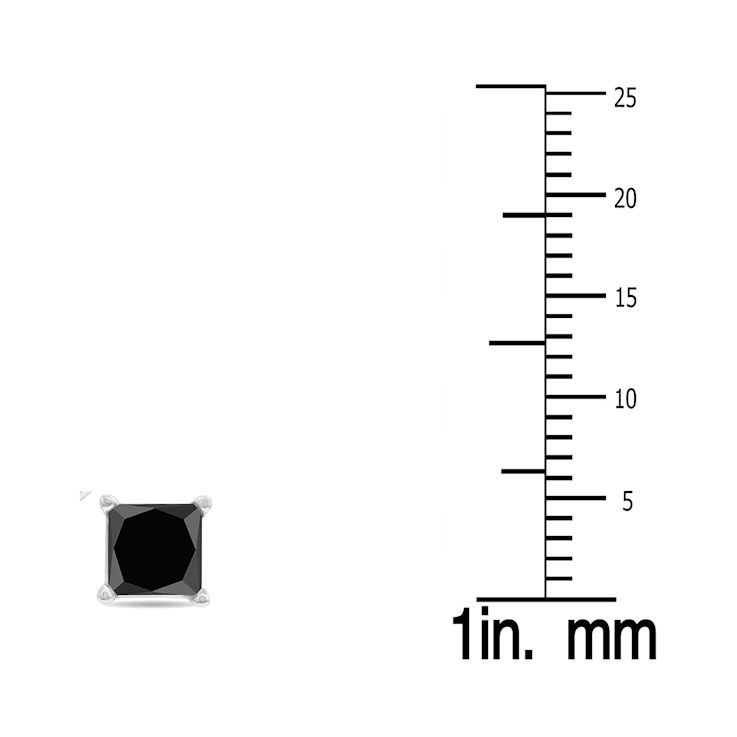 2 Carat TW Black Diamond Princess Cut Solitaire Stud Earrings in 10K
White Gold