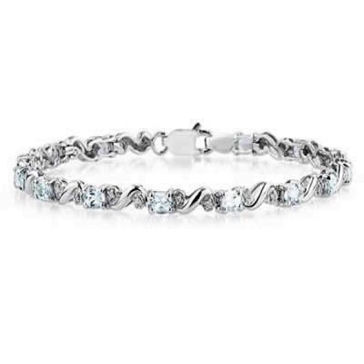 10k White Gold Diamond and Aquamarine Bracelet