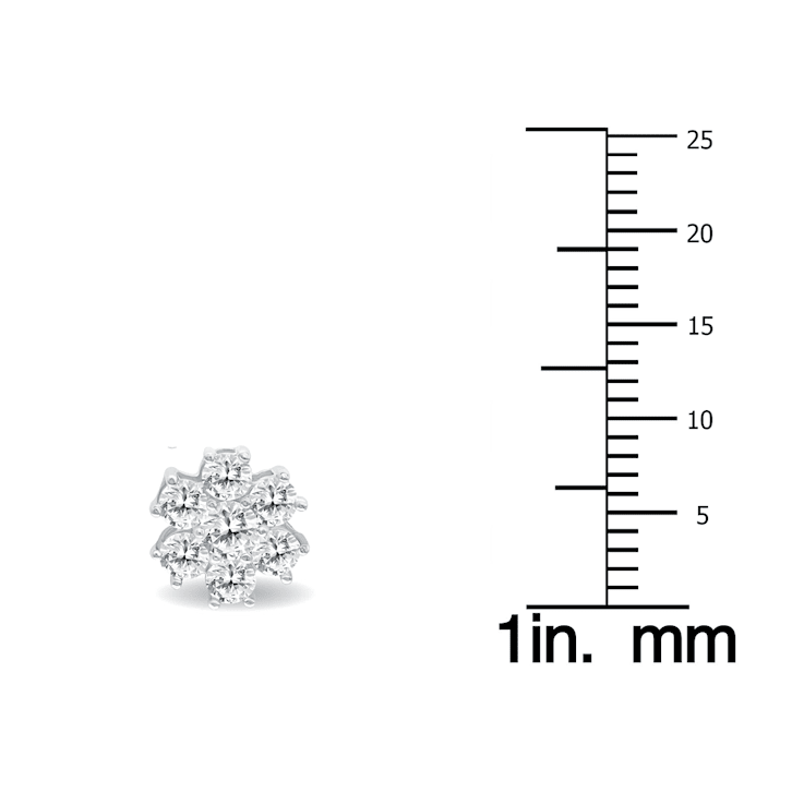 1 Carat TW Diamond Flower Cluster Stud Earrings in 14K White Gold