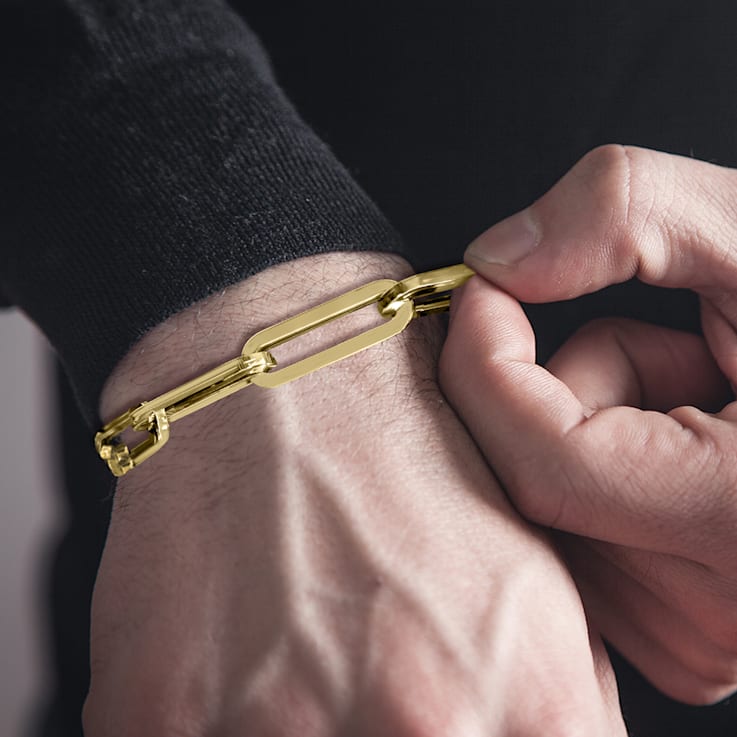 14K Yellow Gold Chunky Paperclip Bracelet With a Lobster Clasp