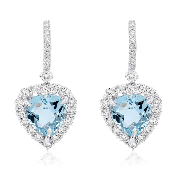 Diana M. Fine Jewelry 18K White Gold Aquamarine and Diamond Earrings 10