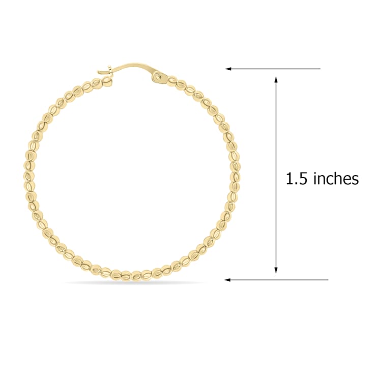 38mm 14K Gold Filled Beaded Hoops Earrings (1 1/2 Inch Diameter)