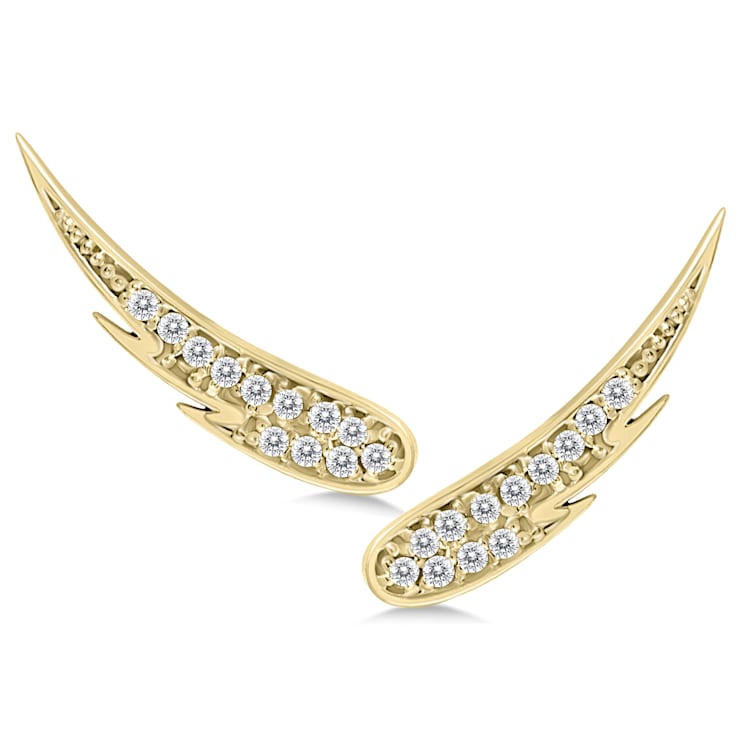 1 4 CTW Genuine Diamond Angel Wing Climber Earrings in 14K Yellow Gold