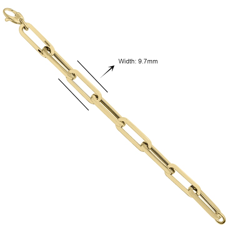 14K Yellow Gold Chunky Paperclip Bracelet With a Lobster Clasp