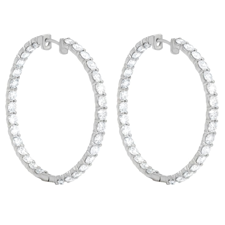 Diana M. Fine Jewelry 14K White Gold Diamond InsideOut Hoop Earrings 14.75ctw 11P4CA