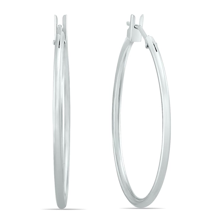 14K White Gold 25MM Hoop Earrings (1.5MM Gauges)