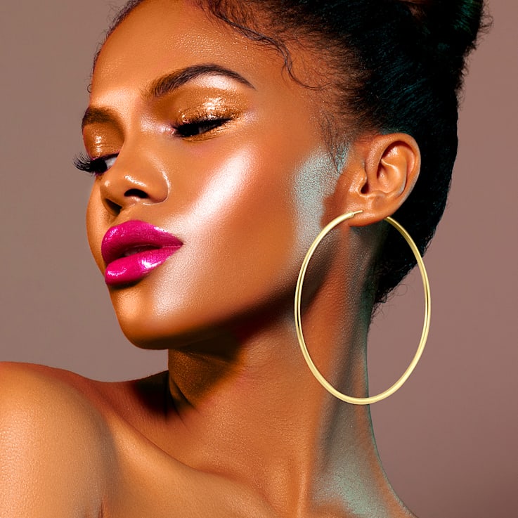 Earrings 14k Gold 80mm Gold Hoop Earrings 14k Yellow Gold Lusso - Main Image