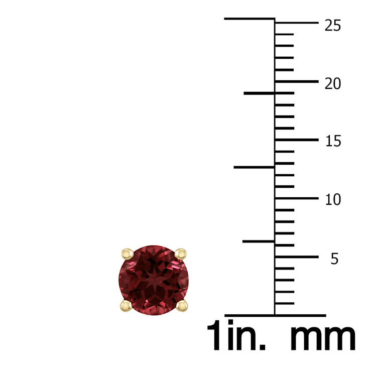 14K Yellow Gold 7MM Round Garnet Earrings