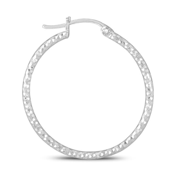 Diamond Cut 30MM Hoop Earrings In .925 Sterling Silver