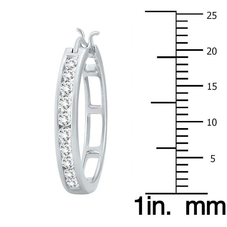 AGS Certified 1 Carat TW Diamond Hoop Earrings in 10k White Gold