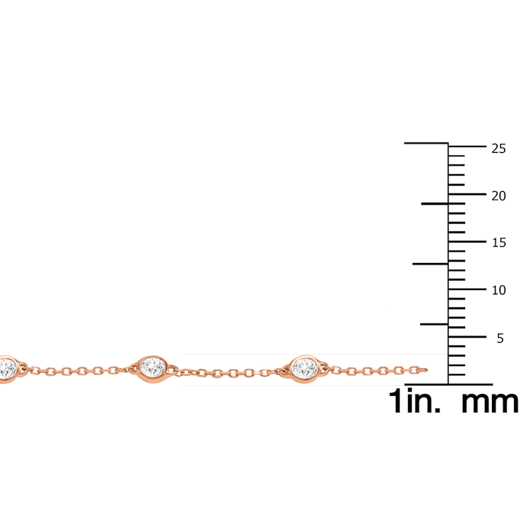1/2 Carat TW Bezel Set Genuine Diamond Station Bracelet in 14K Rose Gold