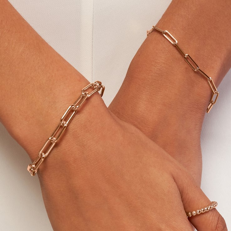 14K Solid Rose Gold 3.80mm Paperclip Chain Bracelet 14J7ZB