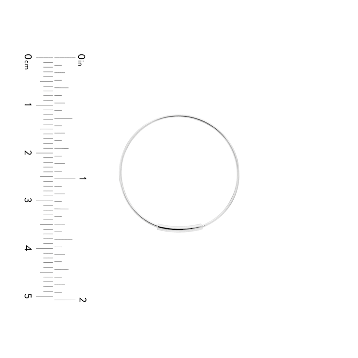 14K Solid White Gold 1 Inch Endless Hoop Earrings