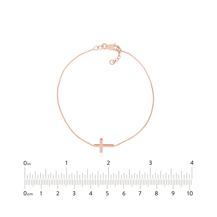 14K Solid Rose Gold Cross Bracelet