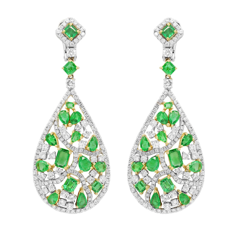Diana M. Fine Jewelry 18K TwoTone Gold Emerald and Diamond Teardrop