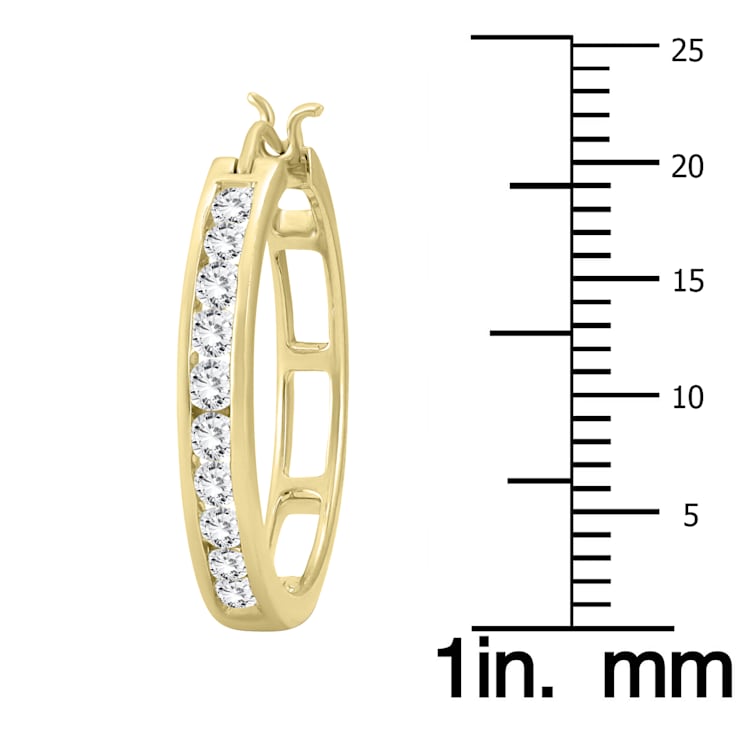 AGS Certified 1 Carat TW Diamond Hoop Earrings in 10k Yellow Gold (K-L  Color, I2-I3 Clarity)