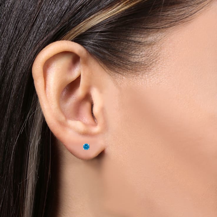 14kt Gold Earrings with Pearl & Sky Blue Topaz EZ5751