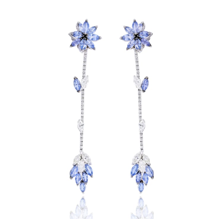 Diana M. Fine Jewelry 18K White Gold Diamond and Sapphire Earrings 8