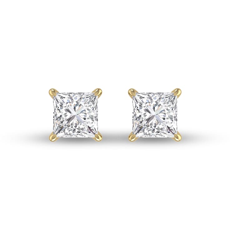 Sold at Auction: Pair of 14ct Yellow Gold 1.50ct Diamond Earrings. Two Princess  Cut Fancy Yellow Diamonds With Thirty Two Round Brilliant Cut Diamonds.  Comes With a Certificate of Valuation of $14,500.