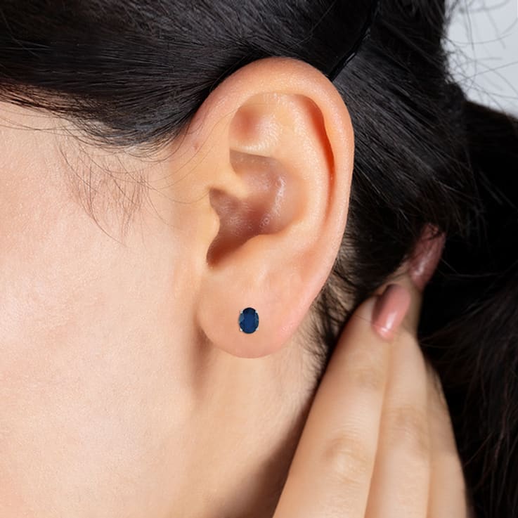 4 Carat All-Natural Genuine 9x7mm, Oval Sapphire Earrings set in 14k
White Gold