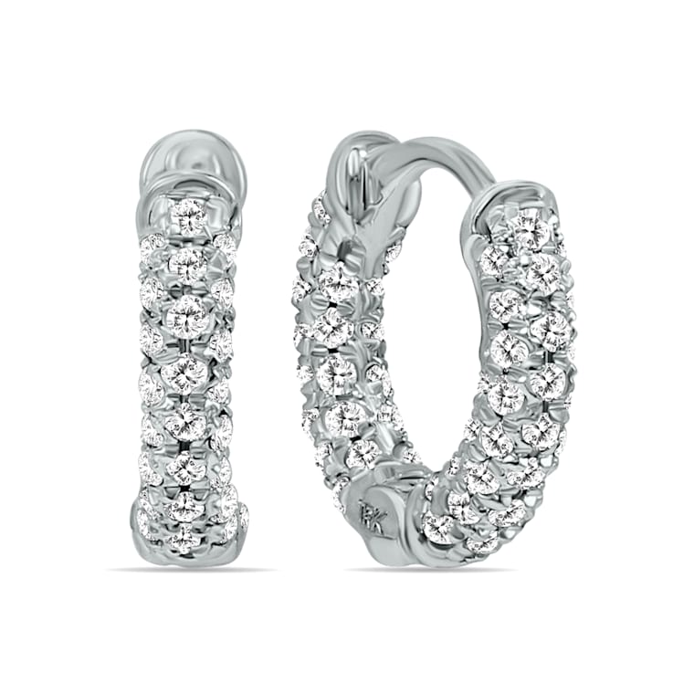 1/3 Carat TW Small Diamond Huggie Hoop Earrings in 10K White