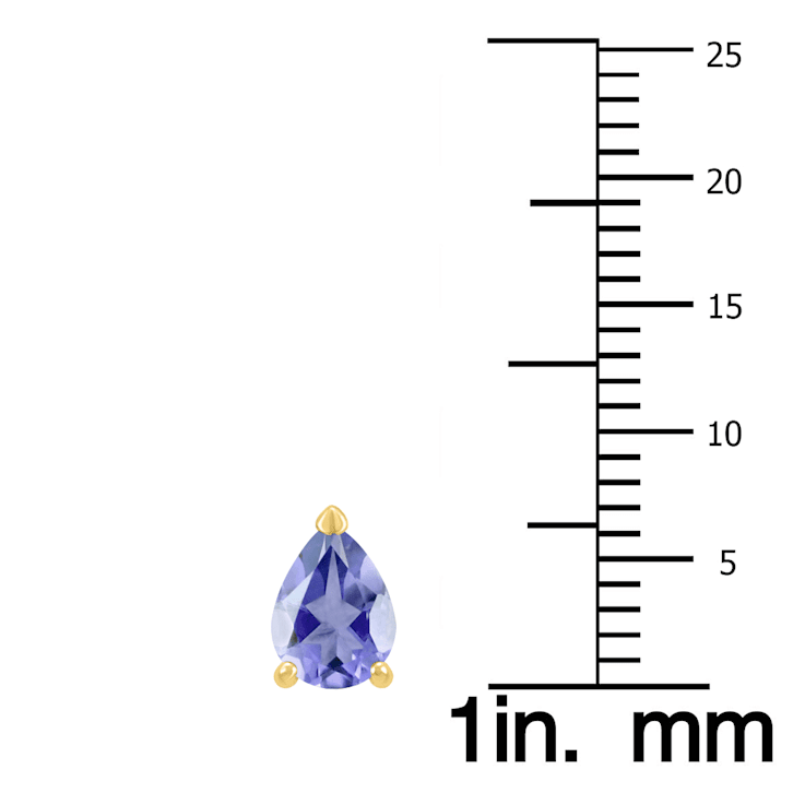 14K Yellow Gold 6x4MM Pear Tanzanite Earrings