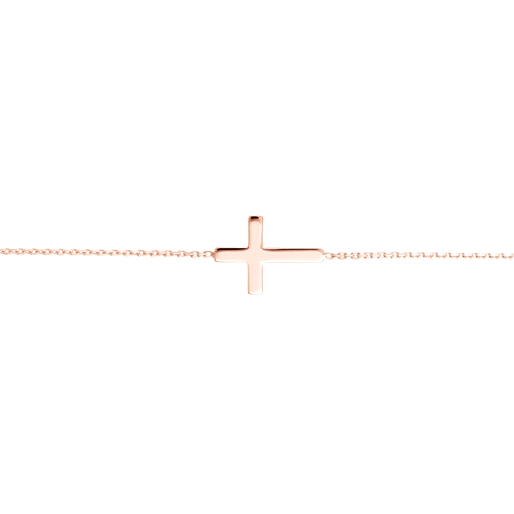 14K Solid Rose Gold Cross Bracelet