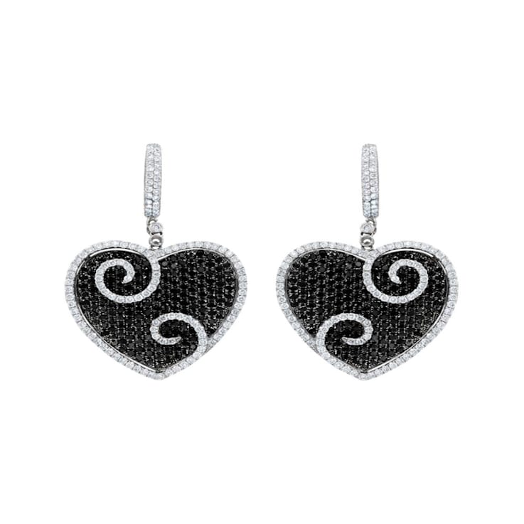 Diana M. Fine Jewelry 18K White Gold White and Black Diamond Heart