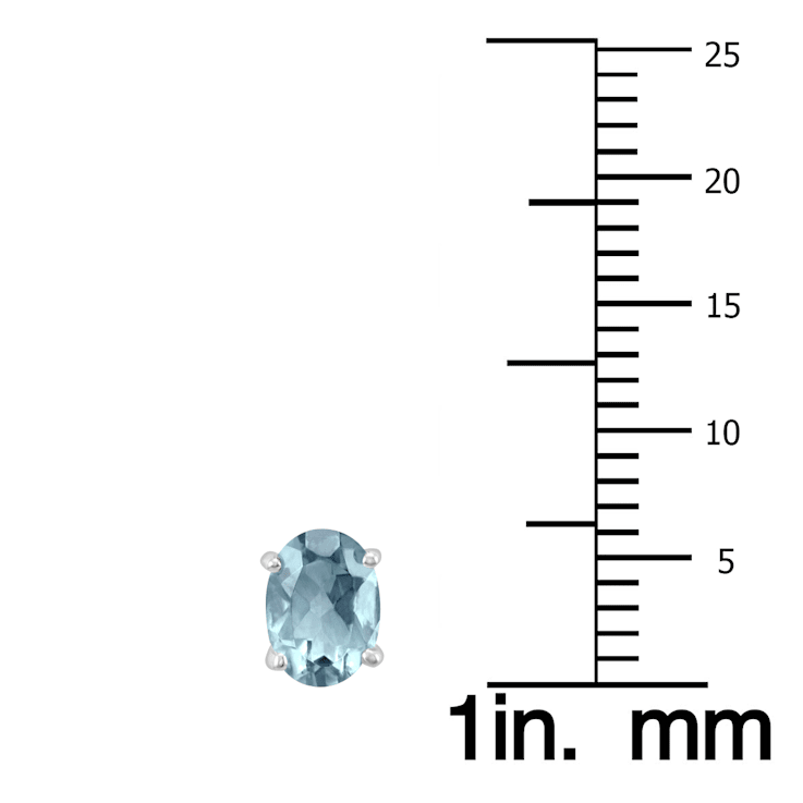 14K White Gold 6x4MM Oval Aquamarine Earrings