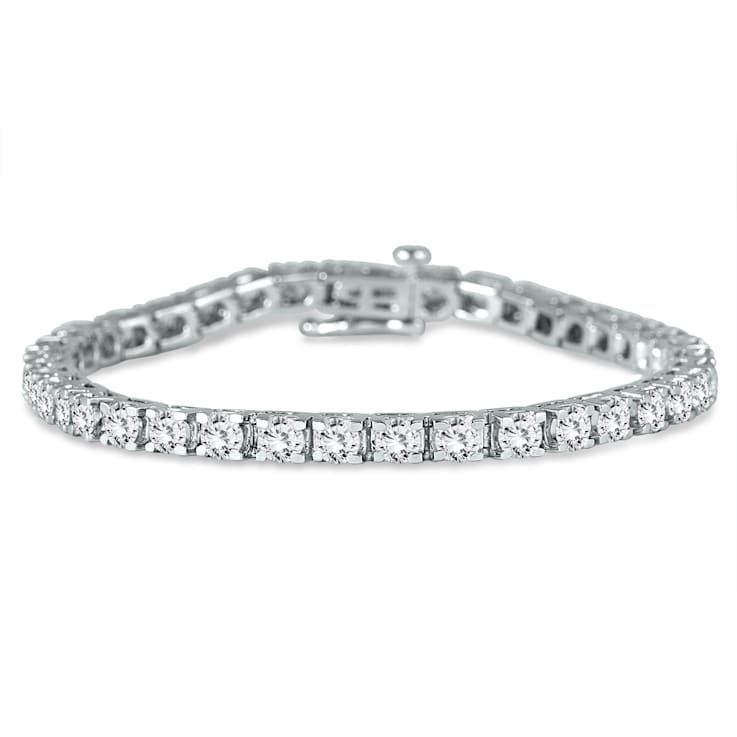 AGS Certified 5 Carat TW Classic Diamond Tennis Bracelet in 14K White Gold