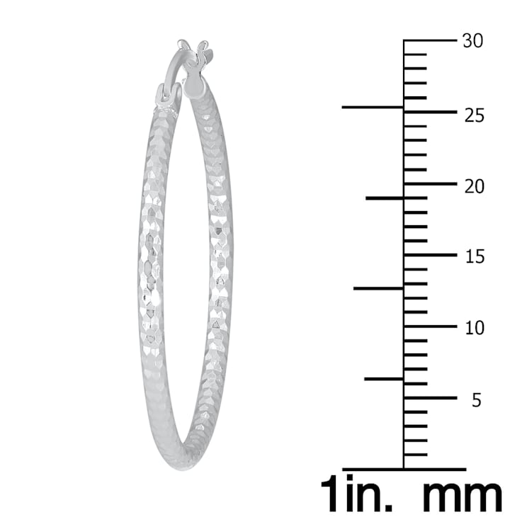 Diamond Cut 30MM Hoop Earrings In .925 Sterling Silver
