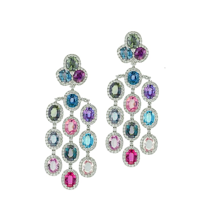 Diana M. Fine Jewelry 18K White Gold Multicolor Sapphire and Diamond