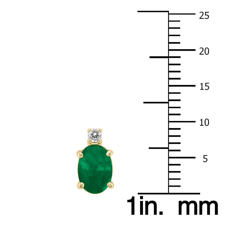 14K Yellow Gold 6x4MM Oval Emerald and Diamond Earrings